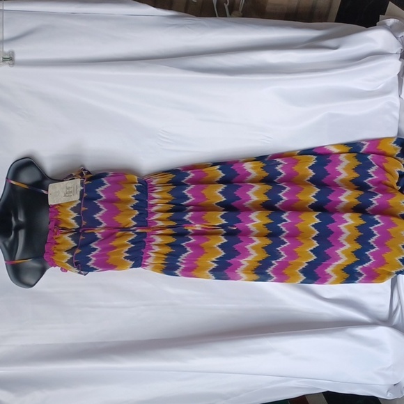 Love Fire Colorful Maxi Dress, Spaghetti straps,  lined - Picture 1 of 9